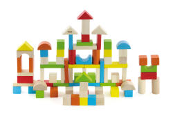 Viga Toys Cuburi de construit din lemn 80 piese, Viga Toys