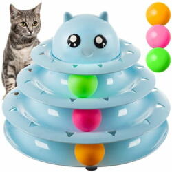  BigBuy 3 szintes torony alakú macskajéték színes labdákkal - hosszú időre leköti és lefárasztja a cicákat (BB-21837)