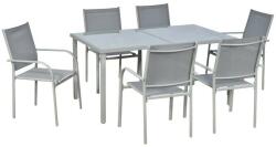 art Set mobilier gradina/terasa, aluminiu, blat sticla, gri si argintiu, 1 masa, 6 scaune, Sway (AR176566)
