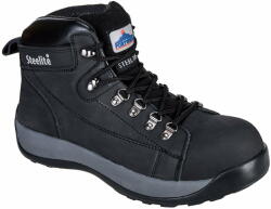 Portwest Ghete de lucru din piele nabuc cu bombeu metalic, captuseala confortabila, talpa antiderapare - Portwest Nubuck SB HRO - negru, 43 (FW31BKR43)