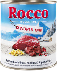 Rocco 24x800g Rocco világkörüli út Ausztria vaddisznó, nudli & vörösáfonya nedves kutyatáp 20+4 ingyen akcióban