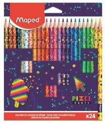 Maped Set de creioane colorate, triunghiulare, MAPED "Pixel Party", 24 de culori diferite (862206)