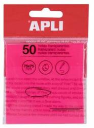 APLI Tampon adeziv APLI, transparent, rezistent la apă, 75x75 mm, 50 de coli, APLI, roz (19570)