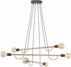 TK Lighting Helix lampă suspendată 6x15 W negru-lemn 4953 (4953)