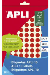 APLI Etikett, 10 mm kör, kézzel írható, színes, APLI, piros, 1008 etikett/csomag, APLI (LCA2732)