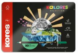 Kores Színes ceruza készlet, háromszögletű, fém doboz, KORES "Kolores Selection", 50 különböző szín (IK93351) - jatekotthon