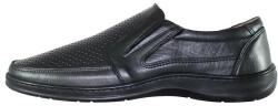 Nicolis Pantofi barbati, Nicolis, 200589-Negru, casual, piele naturala, perforati, cu talpa joasa, negru (Marime: 41)