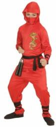  Piros ninja jelmez sárkány mintával - 116 cm