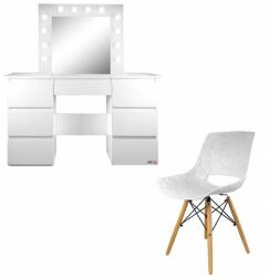 Artool Masa de toaleta/machiaj + scaun Lars, alba, cu oglinda si LED-uri, Vanessa, 130x43x143 cm GartenVIP DiyLine
