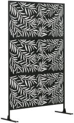 Outsunny Térelválasztó, fűzfalevél mintás, belátásgátló állvány, 122 x 198 cm, acél, fekete (844-610V00BK)