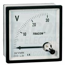 TRACON Feszültségmérő analóg táblaműszer 0-30V DC 1.5-osztály 48mm x 48mm TRACON - DCVM48-30 (DCVM48-30)