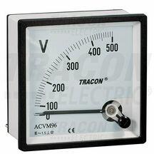 TRACON Feszültségmérő analóg táblaműszer IP52 lágyvasas 0-600V AC 1.5-osztály 72mm x 72mm x TRACON - ACVM72-600 (ACVM72-600)