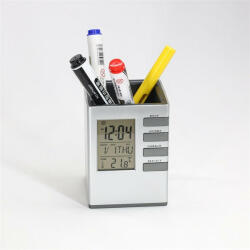 TOO PHC-100-S ezüst digitális óra írószertartóval (PHC-100-S)