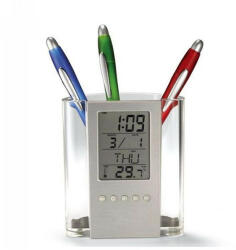 TOO PHC-200-C ezüst digitális óra írószertartóval (PHC-200-C)