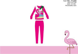  Flamingó vékony pamut gyerek pizsama - jersey pizsama - pink - 116