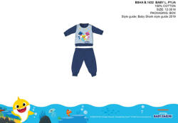  Baby Shark baba pizsama - jersey pamut pizsama - sötétkék - 92