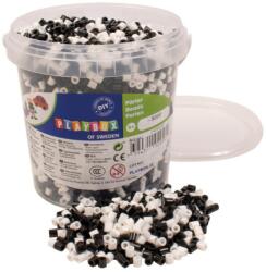 Playbox PlayBox: 5mm-es MIDI fekete és fehér vasalható gyöngyök vödörben 5000db-os szett (2456536) - jatekshop