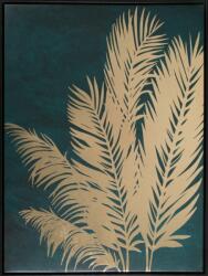 Eurofirany Növényi motívumot ábrázoló kézzel festett falikép 639a kerettel Sötétzöld/arany 45x60 cm