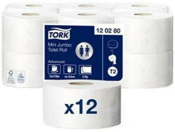 Tork 120280 Advanced mini jumbo toalettpapír, fehér, 2 rét, 170m, 850lap (T2) 12 tek. /krt