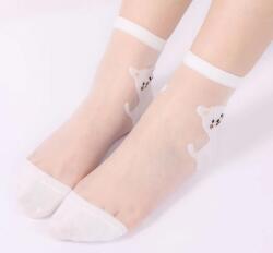 Elsilpes Kft Női macis ultra vékony átlátszó fehér nylon zokni
