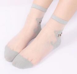 Elsilpes Kft Női macis ultra vékony átlátszó világos szürke nylon zokni