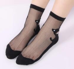 Elsilpes Kft Női macis ultra vékony átlátszó fekete nylon zokni