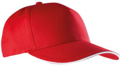 K-UP KP130 tépőzáras öt paneles pamut baseball sapka K-UP, Red/White-U (kp130re-wh-u)