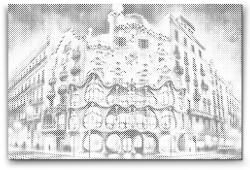 PontPöttyöző - Casa Batlló, Barcelona Méret: 40x60cm, Keretezés: Fatáblával, Szín: Fekete