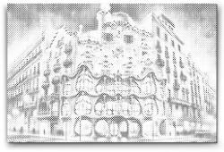  PontPöttyöző - Casa Batlló, Barcelona Méret: 40x60cm, Keretezés: Kartonlemezen, Szín: Fekete