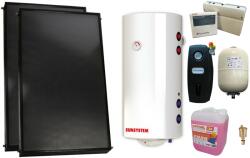 Fornello Pachet premium sistem solar presurizat, 2 x Panou solar plan Fornello 2.0 m2 SPFP, Boiler cu 2 serpentine si rezistenta electrica Sunsystem BB NL2 150 PRL 3KW, grup pompare, controller, vas expansiune