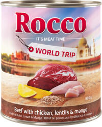 Rocco 24x800g Rocco világkörüli út India marha, csirke, lencse, mangó nedves kutyatáp 20+4 ingyen akcióban