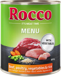 Rocco 24x800g Rocco Menü marha & szárnyas + zöldség & rizs nedves kutyatáp 20+4 ingyen akcióban