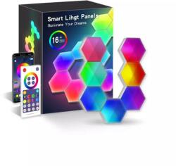 RSH RSH® QG06 - Okos Hexagon színes (RGB) fali lámpa - 6 db-os, Applikációs + távirányítós irányítás, falra ragasztható