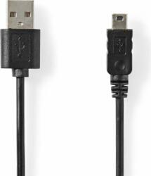 Nedis CCGL60301BK20 USB-A apa - Mini USB 2.0 Adat és töltő kábel - Fekete (2m) (CCGL60301BK20)