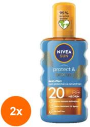 Nivea Set 2 x Ulei Spray Autobronzant cu Protectie Solara Nivea Sun Protect & Bronze, SPF 20, 200 ml (ROC-2xMAG1008584TS)