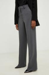 Answear Lab pantaloni de bumbac culoarea gri, drept, high waist BBYH-SPD00B_90X