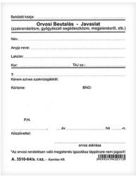 Nyomell Orvosi beutalás-jav. -ig. A. 3510-64/a, A/6 álló (A351064A) - cartridge