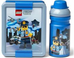 LEGO® Snack doboz 20 x 17, 3 x 7, 1 cm + palack 390 ml, PP + szilikon CITY 2 részes készlet