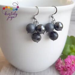 Kristály Jóga Shop Larvikit, hematit, matt hematit 10 mm-es fülbevaló