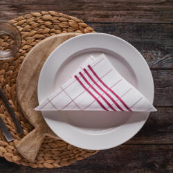 Mapelor Naturtex bambusz alapanyagú szalvéta 40x40 cm 50 lap/csomag - Gasztro fehér/bordó