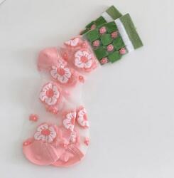 Elsilpes Kft Női virágmintás nylon hálós rózsaszínű zokni