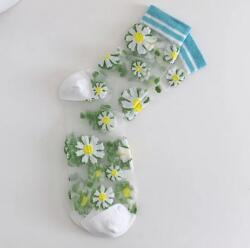 Elsilpes Kft Női virágmintás nylon hálós zöld-fehér zokni