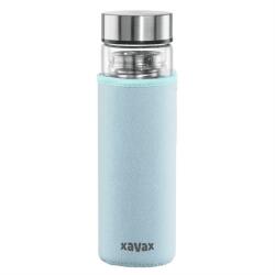 Xavax To Go, üvegpalack forró/hideg/szénsavas italokhoz, 450 ml, szűrő, neoprén burokkal