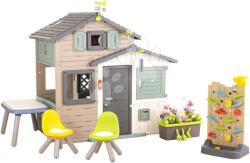 Smoby Căsuța Prietenilor ecologică pentru meteorolog cu perete de joacă în culori naturale Friends House Evo Playhouse Green Smoby extensibilă (SM810229-1CH) Casuta pentru copii
