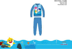  Baby Shark gyerek pizsama kisfiúknak - jersey pamut pizsama - világoskék - 104