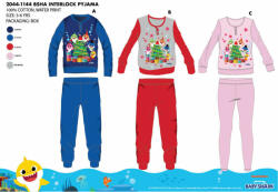  Téli vastag pamut gyerek pizsama - flanel pizsama - Baby Shark - piros - 110