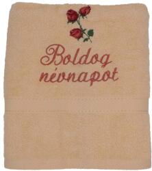 ARPEVÉ Kft Törölköző hímzett - Boldog névnapot, rózsa - barack (THGYV2025)