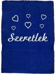 ARPEVÉ Kft Törölköző hímzett - Szeretlek, szívek - királykék (THSZE2004)