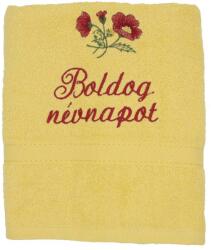 ARPEVÉ Kft Törölköző hímzett - Boldog névnapot, pipacs - napsárga (THBN3002)