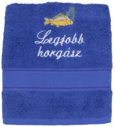  Törölköző hímzett - Legjobb horgász, ponty - királykék (THLH5001)